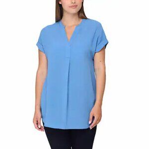 NEW Rachel Roy Short Sleeve V-Neck Tunic Top | Blue